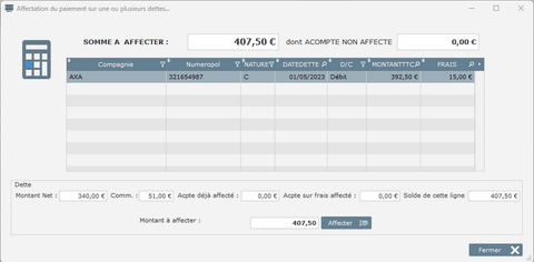 wcourtas - affaction paiement